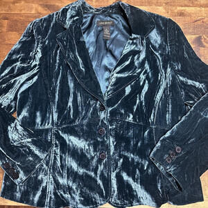 Lane Bryant Green 3 Button Velvet Jacket Blazer Crushed Size 22